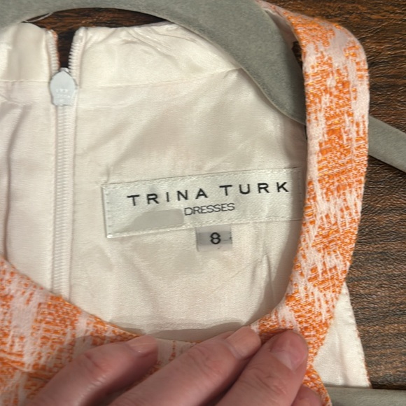 Trina Turk orange and white fitted short dress size 8 - Picture 8 of 11